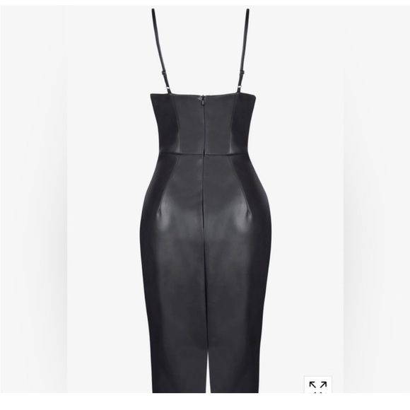 Heiress Beverly Hills Vegan Leather Plunge Midi Dress - Picture 4 of 12